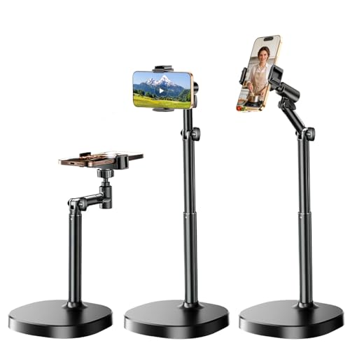 Wugauwor Support Telephone Bureau, Porte Telephone avec Base Solide, Phone Holder Universel Réglable en Hauteur et en Angle pour iPhone/Samsung/Google, Mains...