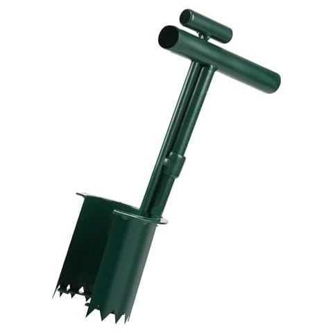 Manual Plant Transplantation Machine for Plant and Fruit Tree seedlings, Long Handled Bulb Planting Machine Tools, Stainless Steel Gardening Tools, Garden Green Serrated Type Cover