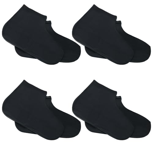 Aihoom 4 Pares de Cubre Zapatos Impermeables para Lluvia, Protector de Calzado Antideslizante, Fundas de Silicona para Zapatos, Cubrezapatos para Nieve y Caminos Embarrados (Talla L, 41-47, Negro)