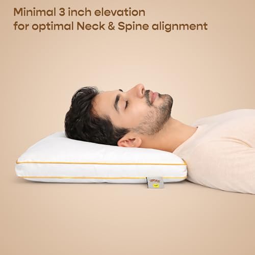 Image of SleepyCat Slim Pillow with Microfiber, Designed for Neck and Spine Alignment | Ideal for Minimal Elevation | Luxe Microfibre Pillow | Machine Washable |4-Piece, Standard Size, 26x16 inches