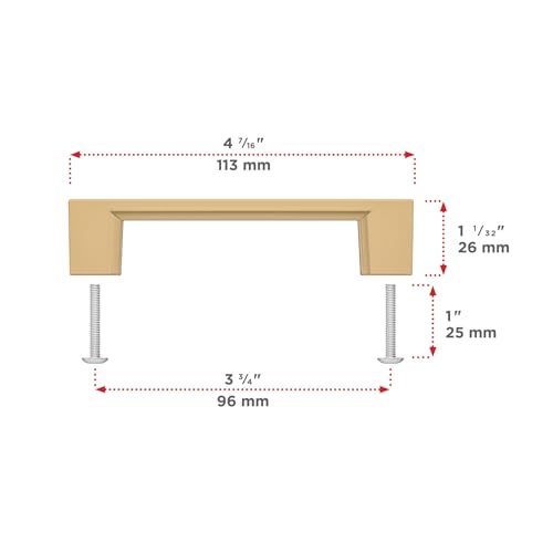 Image of Richelieu Hardware BP816096CHBRZ Armadale Collection 3 3 /4-inch (96 mm) Center-to-Center Champagne Bronze Modern Rectangular Cabinet and Drawer Pull Handle for Kitchen, Bathroom, and Furniture