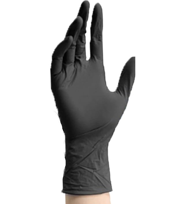 Guantes de nitrilo desechables negros, sin polvo, for uso doméstico, aptos for el cuidado mascotas, cocina, belleza y limpieza, 20/50/100 unidades(100PCS,S)