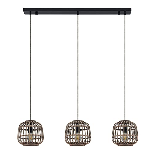 Lindby Suspension Bominio à intensité variable (Scandinave) en Marron Métal e. a. pour Salon & Salle manger (à 3 lampes, E27), bois, suspension, lampe, plafonnier, plafonnier Cover