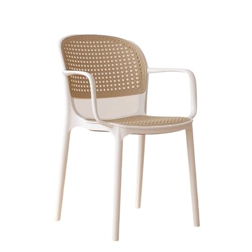 Stapelbare Rattanstühle für Terrasse und Esszimmer, elegante weiße...