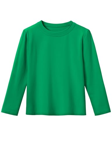 Image of KEREDA Girls Long Sleeve Shirts Soft Cotton T-Shirts Crewneck Basic Tees for Kids and Teen Girls Tops Clothes