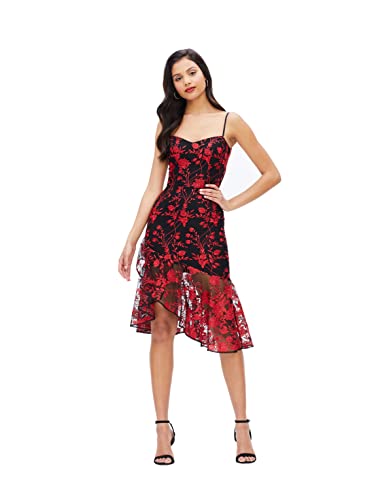 Image of Dress The Population Womens Cantrelle Sweetheart Neckline Bodycon Asymmetrical Ruffle Hem DressDress