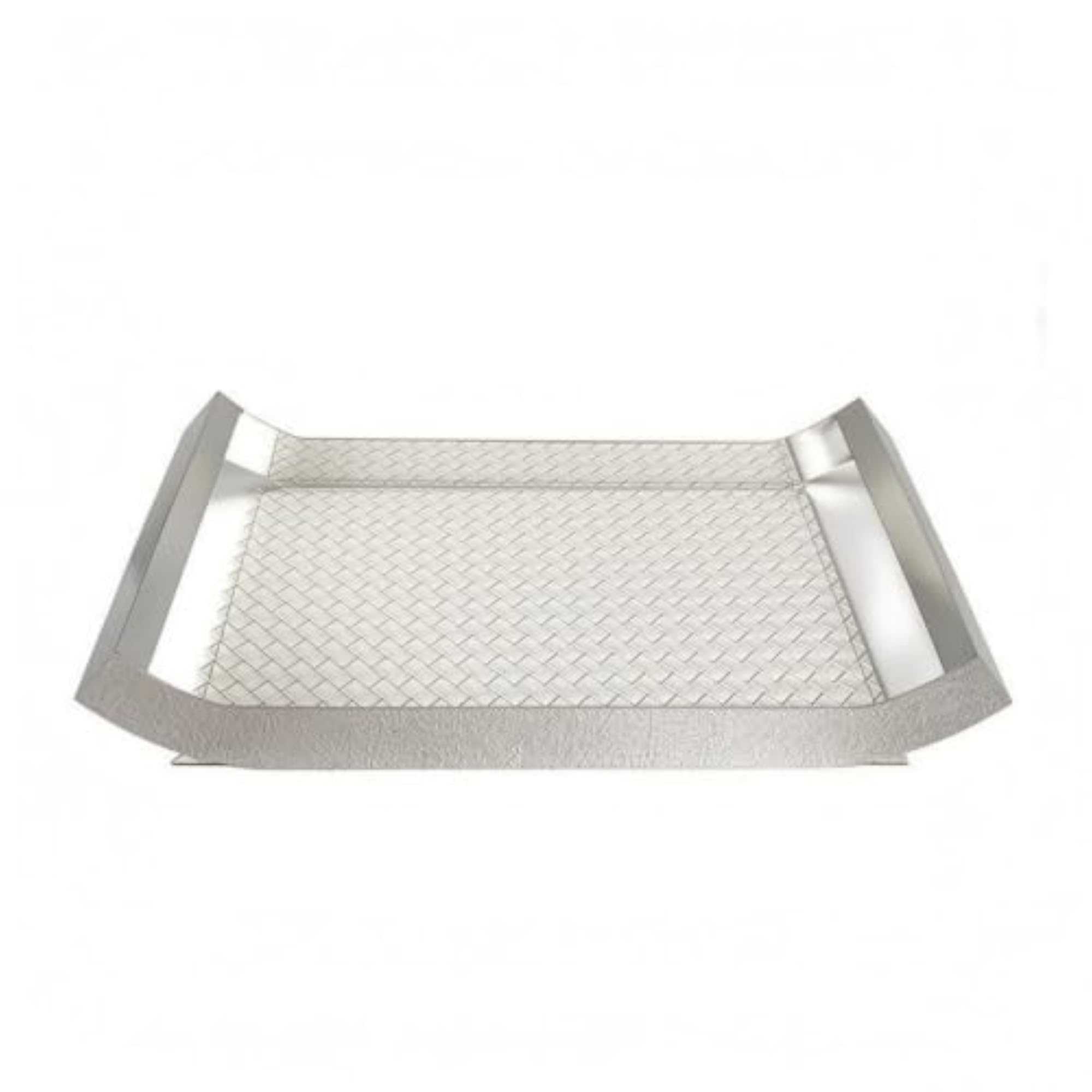Rectangular Tray with Woven Texture, Decorative Stainless Steel