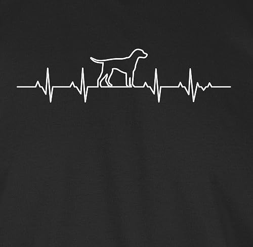 Shirt Damen - Geschenk für Hundebesitzer - Herzschlag Hund - M - Schwarz - Tshirt hundemama hundeshirts hundefan herzlinie t-Shirts Hundehalter hundeshirt Hundefans Hunde Shirts hundemotiv mit