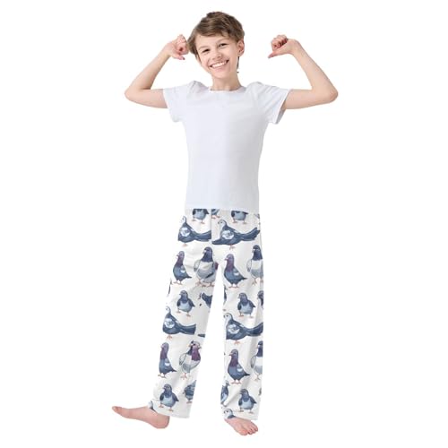 Pigeon Pattern Print Design Pajama Pants Long Soft Sleep Pants Elastic Waist PJ Bottoms 6-14 Years3