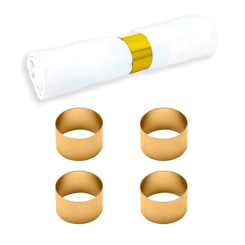 Echtwerk Serviettenring-Set aus Edelstahl, Kreis-design, Serviettenhalter, Serviettenschnallen, Universal, Tischdekoration für Hochzeiten, Ø 4 cm, Gold-Edition, 4 teilig
