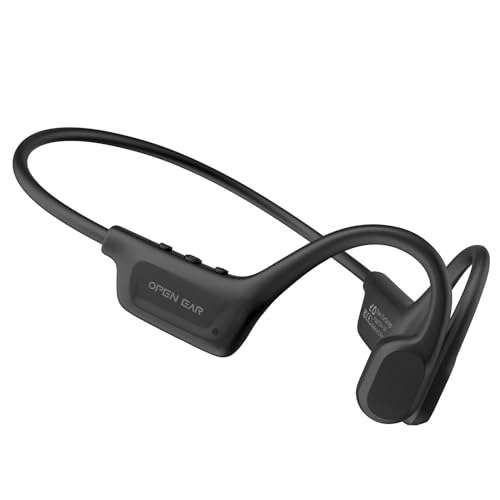 Open Ear Wireless Headphones, IPX7 Waterproof Bluetooth 6.0 Open Ear Duet Headphone with Mic Button Control, Skin-Friendly Comfortable Fit, Sport Earbuds for Jogging Running Cycling Hiking Reading