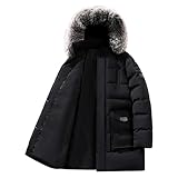 Letfool Men's Puffer Jacket Fashion Fall Winter Outdoor Thicken Coat with Fur Hooded Water-resistant Outerwear Cold Weather