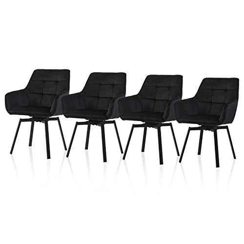 I0I&I0I 6 Stück Esszimmerstühle - Gepolstert Mit Leinenstoff, Höhenverstellbare Metallbeine