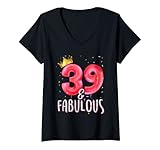 Photo Gallery donna 39th birthday | 39 & fabulous maglietta con collo a v Photo Gallery donna 39th birthday | 39 & fabulous maglietta con collo a v