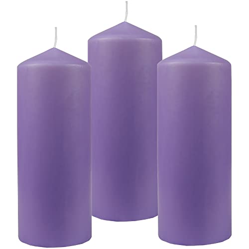 HS Candle Velas de cera de 6 cm x 17 cm (paquete de 3 unidades), color morado Cover