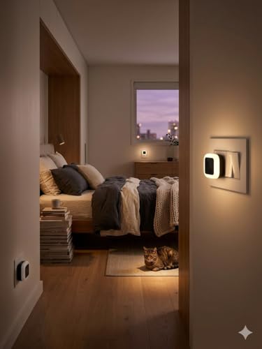 Image of Hoard Smart Night Lamp for Bedroom Bed Side Dim Light (Pack of 2) | Smart Automatic On /Off Dim LED Lights | Energy Saving 0.5W Lamp for Hallway, Stairs, Kitchen & Bathroom