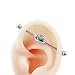 TRBR 16G Moon Industrial Piercing Jewelry Surgical Steel, Synthetic Green Opal and CZ Industrial Bar Piercing, Vertical Industrial Jewelry for Women Men