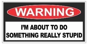 (3) Warning I'm About to Do Something Really Stupid Funny Hard Hat / Helmet Vinyl Decal Sticker