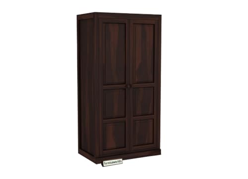 Image of Sheesham Wood Wardrobe with 3 Drawer and 4 Shelves Storage for Bedroom Wooden Almirah for Clothes for Living Room Bedroom Home, Solid Wood Furniture (Light Walnut)