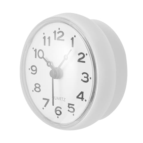 EXAOMBLE Reloj de Pared para Baño Resistente al Agua Ventosas, Antivaho, Silencioso y Digital, Reloj Colgante de Cocina Temporizador y Pilas, Color Blanco