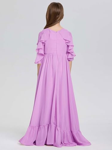 Junior Bridesmaid Dress Scoop A-Line Chiffon Flower Girl Dress Cascading Ruffles Girls Formal Dress4