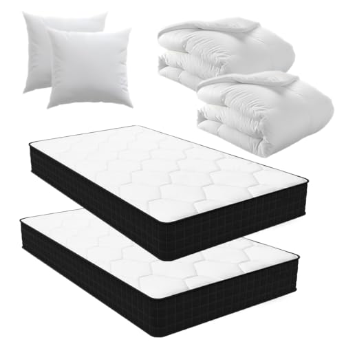 Luxirest Lot de 2 Pack Matelas 90x190,Ensemble Matelas et Couette et Oreiller,1 Personne, 15cm...