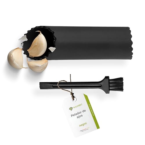 Gadget-Hero - Pelador de ajos de silicona, apto para lavavajillas, resistente y fácil de limpiar, eficiente pelador de ajos para un rápido procesamiento de ajo (pelador negro)