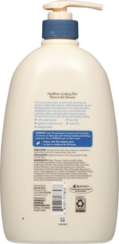Image of Aveeno Skin Relief Fragrance Free Body Wash Triple Oat Formula Gentle Daily Cleanser for Itchy Dry Sensitive Skin Soap & Paraben Free, Soothes Skin Dermatologist Recommended Brand 33 fl oz (Pack of 3)