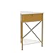 VECELO Corner Table for Small Spaces, Multipurpose Storage Cabinet Shelf Organizer with Flip Door in Living Room/Bedroom/Kitchen/Bathroom, Gold