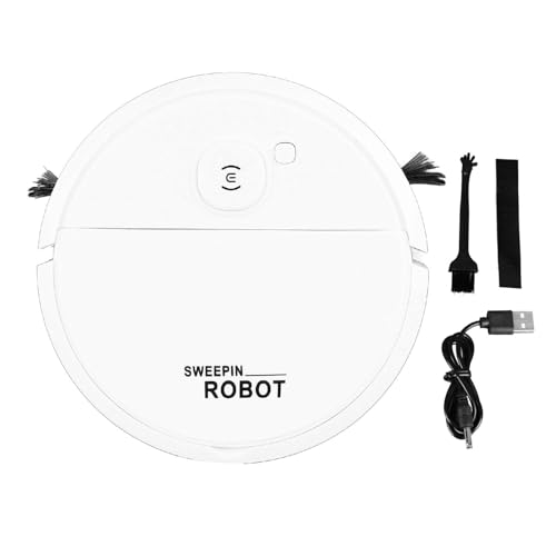 TOPINCN Robot Aspirador, Robot de Barrido Inteligente con 2 Cepillos Laterales, Robot Aspirador 2 en 1, Robot Aspirador de Carga Automática para Suelos Duros, Alfombras y Pelo de Mascotas