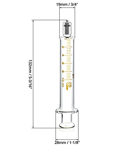 Qwork Glass Syringe - 10 Ml Capacity, 2 Pack Metal Luer Lock With No Needle #TOP5