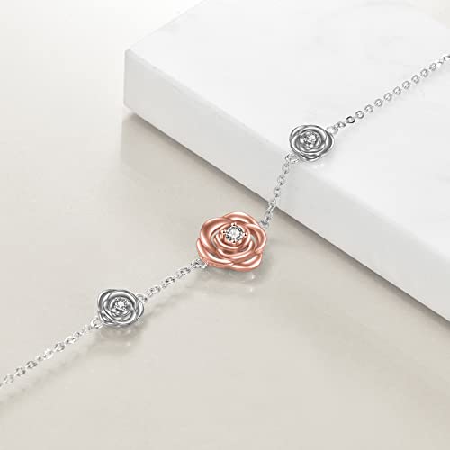 Image of CRMAD Moonstone Moon /star /daisy /turquoise /rose flower /cat /Hecate /airplane /pearl /Chakra /rose pearl /butterfly /wave /starfish Anklet for Women Sterling Silver Anklet Irish Jewelry