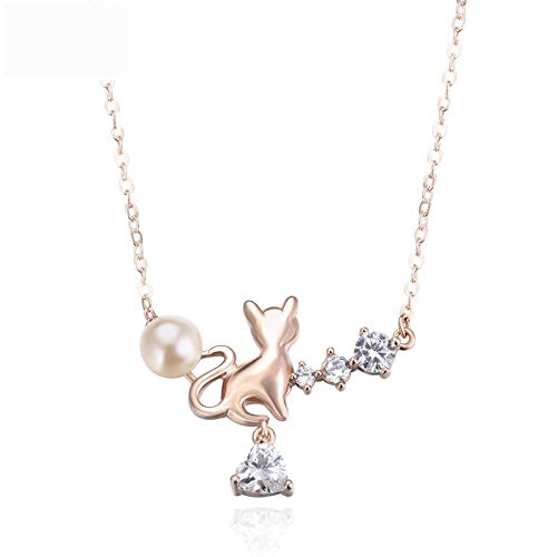 Collier en Argent Sterling S925 et perle élégante au design rétro chic