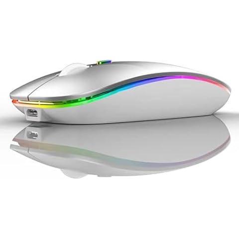Neises LED Bluetooth Mouse,Bluetooth Mouse for MacBook Pro/MacBook Air/iMac/mac/ipad/ipad pro,Wireless Mouse for Macboook Air/MacBook Pro/PC (Silver) Cover