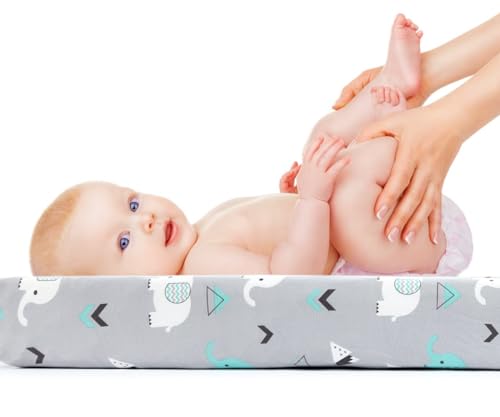 Image of Stretchy Changing Pad Covers for Boys Girls,2 Pack Jersey Knit,Elephant & Whale