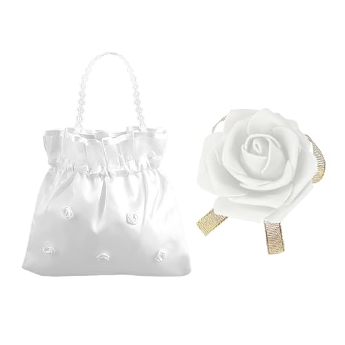1 bolso de la boda del satén, 1 flor de la muñeca, bolso de boda ...