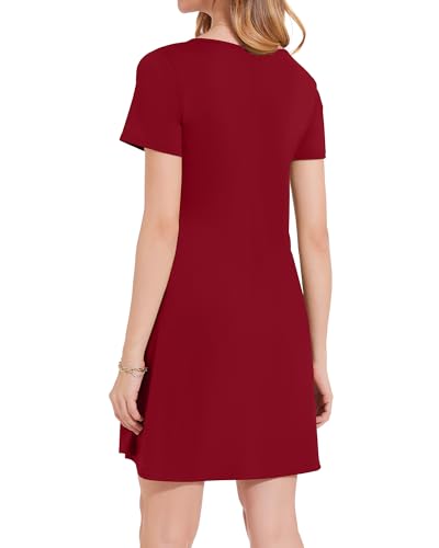 Image of JOLIGAL Summer Dresses for Women Casual Short Sleeve Sundress Scoop Neck Beach T Shirt Dress with Pockets 2026