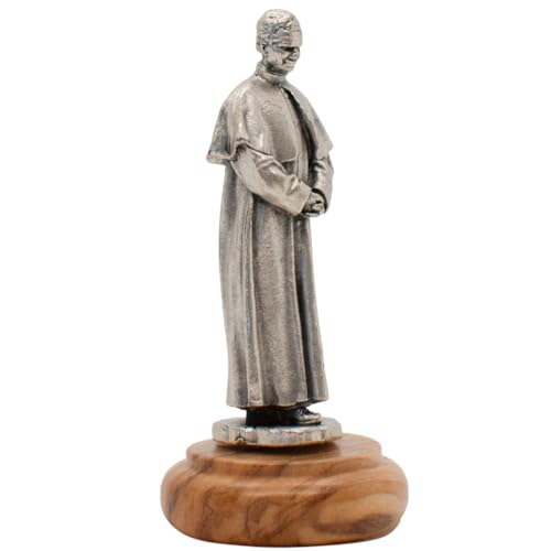Estatua miniatura religiosa católica de 2.25 in con base de madera oliva miniatura 2