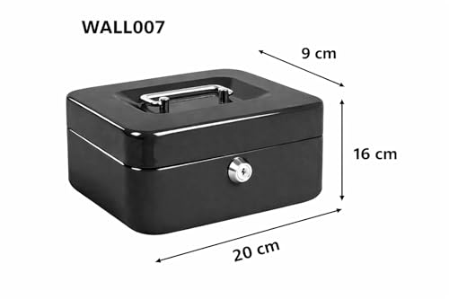 Image of Cash Box with Lock & Key 8 Inch | Heavy Duty Steel Money Safe Box | Cash Storage Box with Removable Tray | 5 Coin Sections & Bill Compartment | Secure Cash Organizer for Home, Shop & Office
