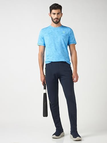 Image of TECHNOSPORT Mens Polyester Slim Fit Activewear Track Pant with SPF50+ for Running, Workout Wear Antimicrobial & Quick Dry