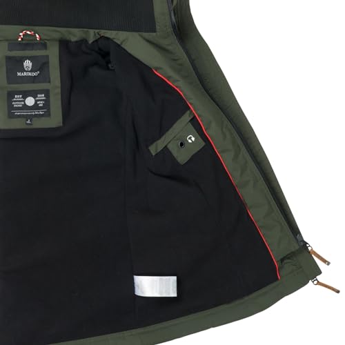 MARIKOO Designer Damen Übergangs Jacke leicht gefüttert Kapuze kurz B659 [B659-Erdbeer-Olive-Gr.XL]