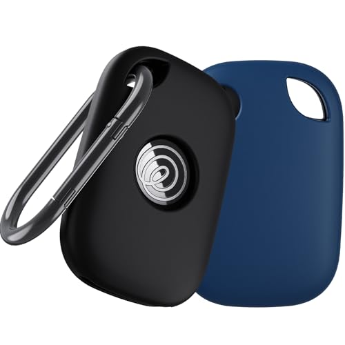YWXTW [2 Pack] Silicone Case for Tile Pro 2024 Tracker Holder with Keychain, Anti Lost Soft Secure Protective Cover Finder for Keys, Bags, Cat Dog Collar Tag Accessories (Black+Navy)