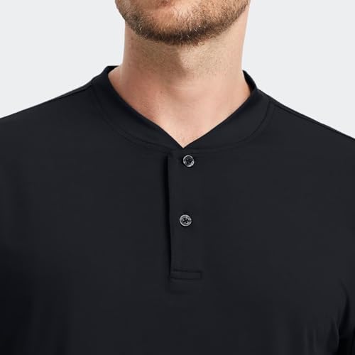 M MAELREG Collarless Golf Shirts for Men Dry Fit Moisture Wicking Performance Solid Casual Mens Henley Shirts Short Sleeve4