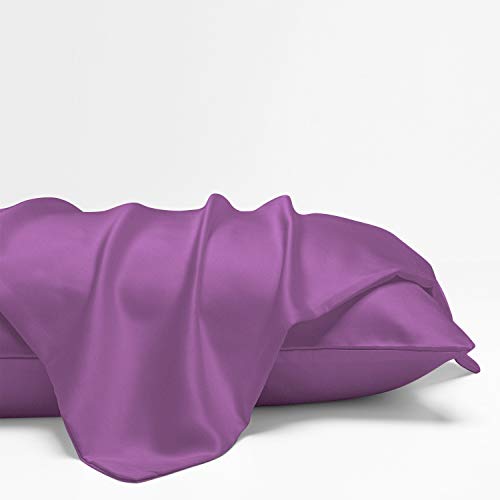 NTBAY 2 Pack Zippered Satin Pillow Cases for Hair and Skin Luxury King Hidden Zipper Pillowcases Set of 2, 50x90 cm, Purple - Image 4