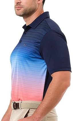 Greg Norman Men's Performance Golf Polo, Robin Blue/Georgia Peach, XX-Large