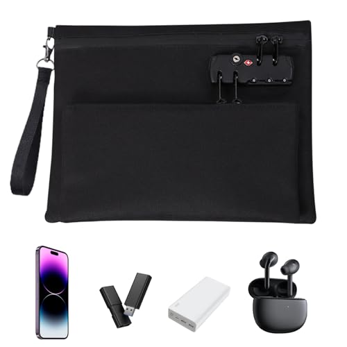 Yuemeuy Pochette Sécurisée avec Serrure | Sac à Double Couche avec Serrure | Porte-Monnaie Verrouillé à Double Couche Universel pour Espèces Banque Fournitures Notariales et Organisation Sécurisée de