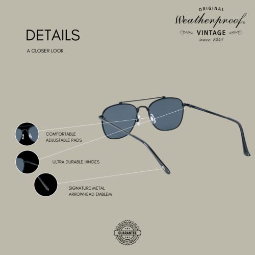 Image of Weatherproof Vintage Designer Sunglasses for Men, UV400 Protection, Durable Metal Square Aviator Frame