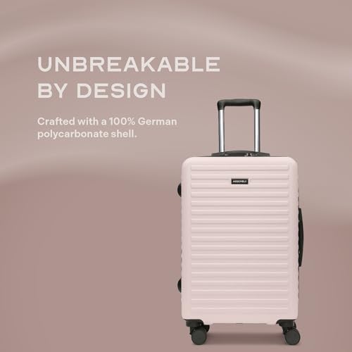 Image of Assembly Large Check-in Suitcase with 3 Packing Cubes & TSA Lock, Durable Polycarbonate Hard Shell Luggage for Adventure Travel, Ivory, 28-Inch