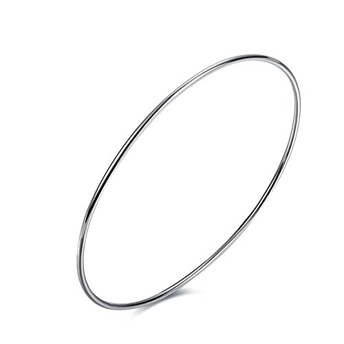 Goldenchen 925 Sterling Silver Stackable Polished Bangle Bracelet with Fresh