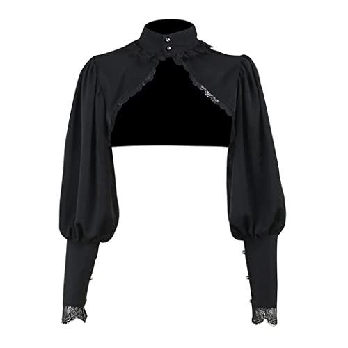 Image of Bolero Shrug Top Trad Goth Black Shawls and Wraps for Evening Dresses Short Cardigan